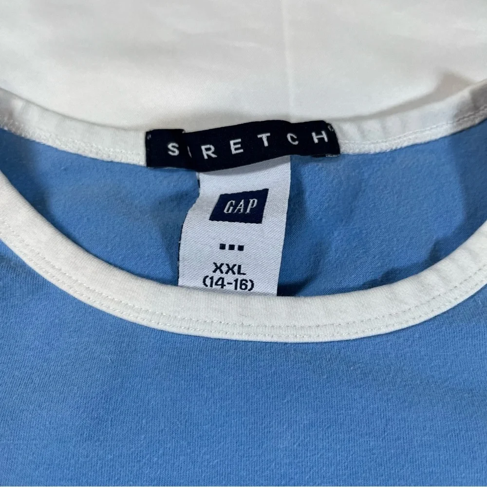 Vintage 2000s Gap blue white baby tee‎ Kids Fits Women XS Y2k